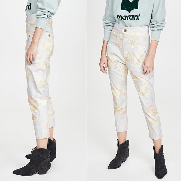Isabel Marant Etoile Raluni High Rise Cropped Pants in Chalk Size Medium - Picture 12 of 12
